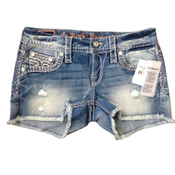 Rock Revival Jelina Stretch Jean Shorts Blue Faded 26 NWT - Picture 5 of 7